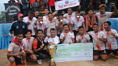 शिवपुरी अध्यक्ष गोल्डकप फुटबलको उपाधि विदुर नगरपालिकालाई