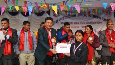 लिखुको छैठौं राष्ट्रपति रनिङ शिल्ड प्रतियोगिता क्षेत्रपाल मा बि प्रथम